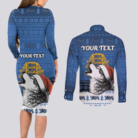 Personalized Estonia Christmas Couples Matching Long Sleeve Bodycon Dress and Long Sleeve Button Shirt Haid Joule - Wonder Print Shop