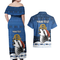 Personalized Estonia Christmas Couples Matching Off Shoulder Maxi Dress and Hawaiian Shirt Haid Joule - Wonder Print Shop
