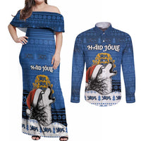 Personalized Estonia Christmas Couples Matching Off Shoulder Maxi Dress and Long Sleeve Button Shirt Haid Joule - Wonder Print Shop