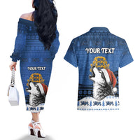 Personalized Estonia Christmas Couples Matching Off The Shoulder Long Sleeve Dress and Hawaiian Shirt Haid Joule - Wonder Print Shop