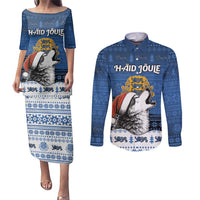 Personalized Estonia Christmas Couples Matching Puletasi and Long Sleeve Button Shirt Haid Joule - Wonder Print Shop