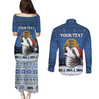 Personalized Estonia Christmas Couples Matching Puletasi and Long Sleeve Button Shirt Haid Joule - Wonder Print Shop