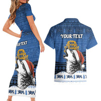 Personalized Estonia Christmas Couples Matching Short Sleeve Bodycon Dress and Hawaiian Shirt Haid Joule - Wonder Print Shop
