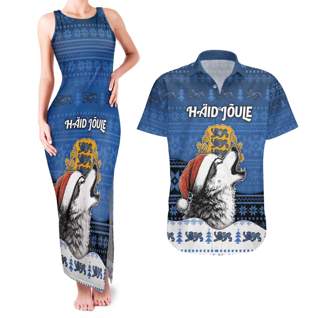 Personalized Estonia Christmas Couples Matching Tank Maxi Dress and Hawaiian Shirt Haid Joule - Wonder Print Shop