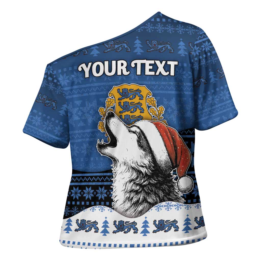 Personalized Estonia Christmas Cross Shoulder Shirt Haid Joule - Wonder Print Shop