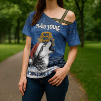 Personalized Estonia Christmas Cross Shoulder Shirt Haid Joule - Wonder Print Shop