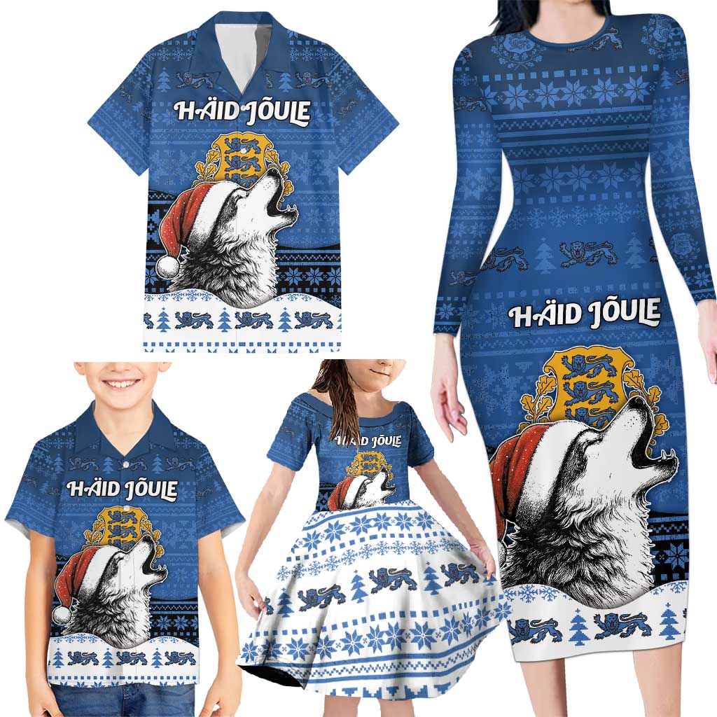 Personalized Estonia Christmas Family Matching Long Sleeve Bodycon Dress and Hawaiian Shirt Haid Joule - Wonder Print Shop
