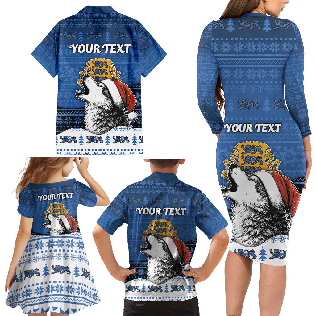 Personalized Estonia Christmas Family Matching Long Sleeve Bodycon Dress and Hawaiian Shirt Haid Joule - Wonder Print Shop