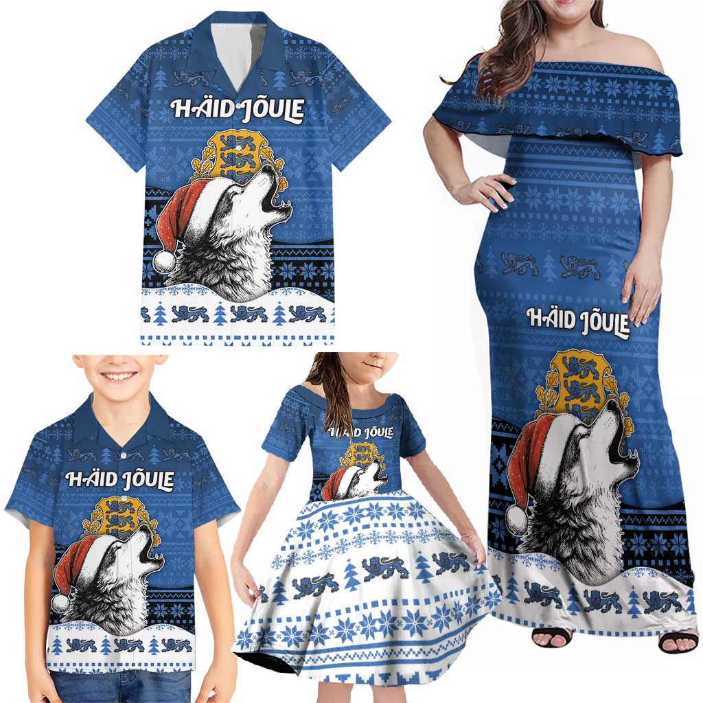 Personalized Estonia Christmas Family Matching Off Shoulder Maxi Dress and Hawaiian Shirt Haid Joule - Wonder Print Shop