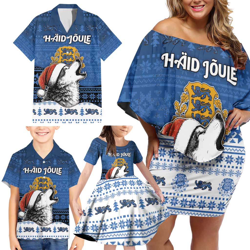 Personalized Estonia Christmas Family Matching Off Shoulder Short Dress and Hawaiian Shirt Haid Joule - Wonder Print Shop