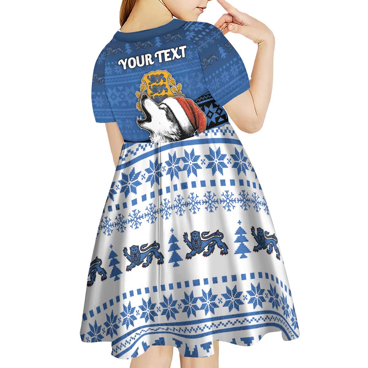 Personalized Estonia Christmas Kid Short Sleeve Dress Haid Joule - Wonder Print Shop
