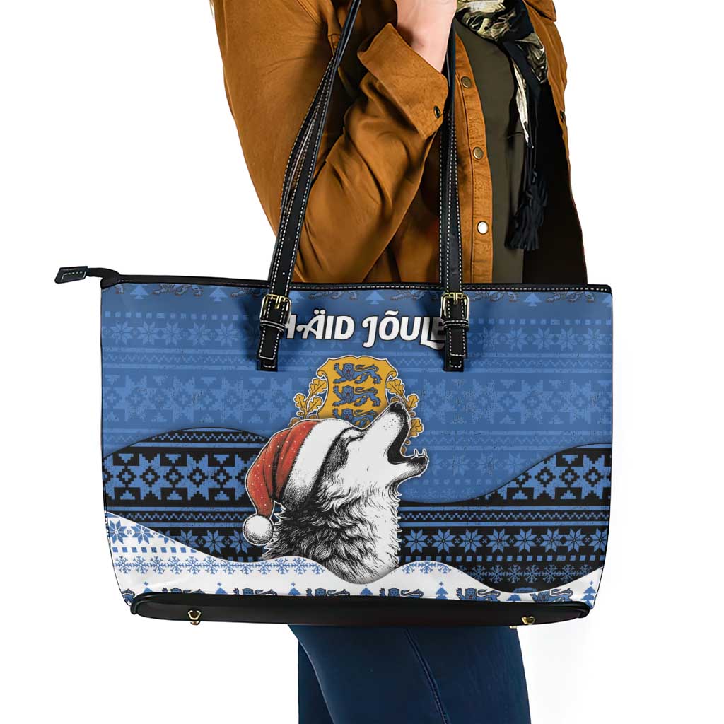 Estonia Christmas Leather Tote Bag Haid Joule - Wonder Print Shop