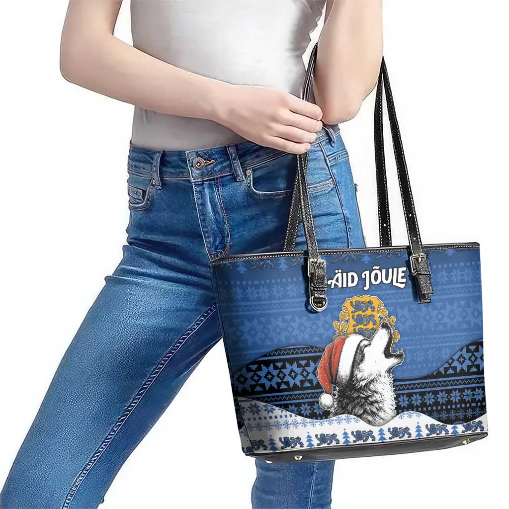Estonia Christmas Leather Tote Bag Haid Joule - Wonder Print Shop