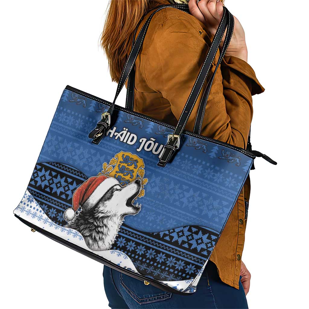 Estonia Christmas Leather Tote Bag Haid Joule - Wonder Print Shop