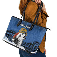 Estonia Christmas Leather Tote Bag Haid Joule - Wonder Print Shop