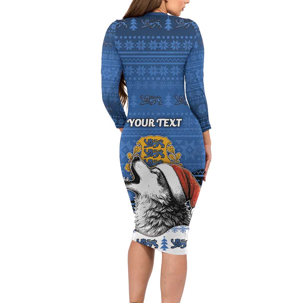 Personalized Estonia Christmas Long Sleeve Bodycon Dress Haid Joule - Wonder Print Shop