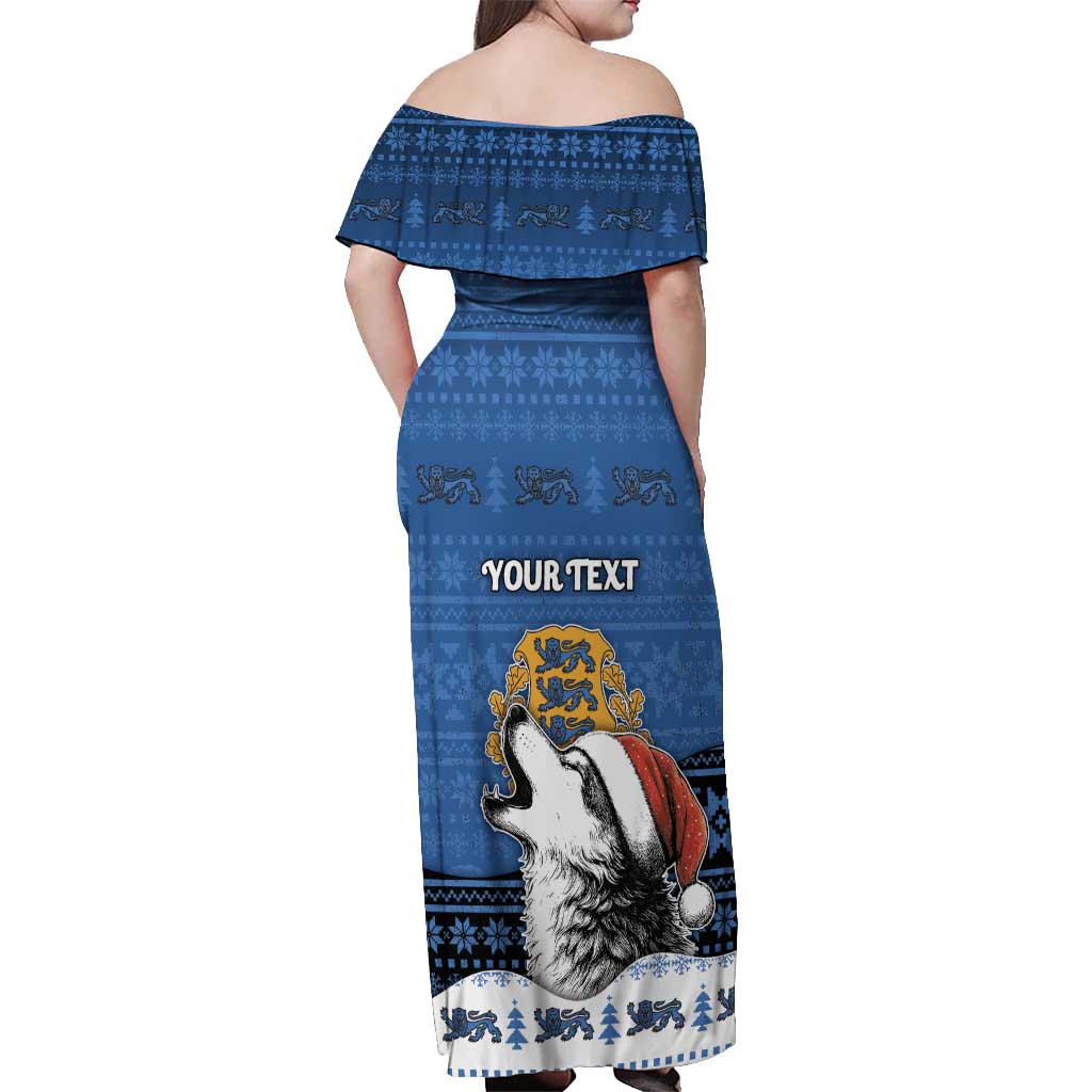 Personalized Estonia Christmas Off Shoulder Maxi Dress Haid Joule - Wonder Print Shop