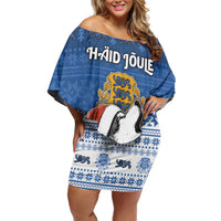Personalized Estonia Christmas Off Shoulder Short Dress Haid Joule - Wonder Print Shop