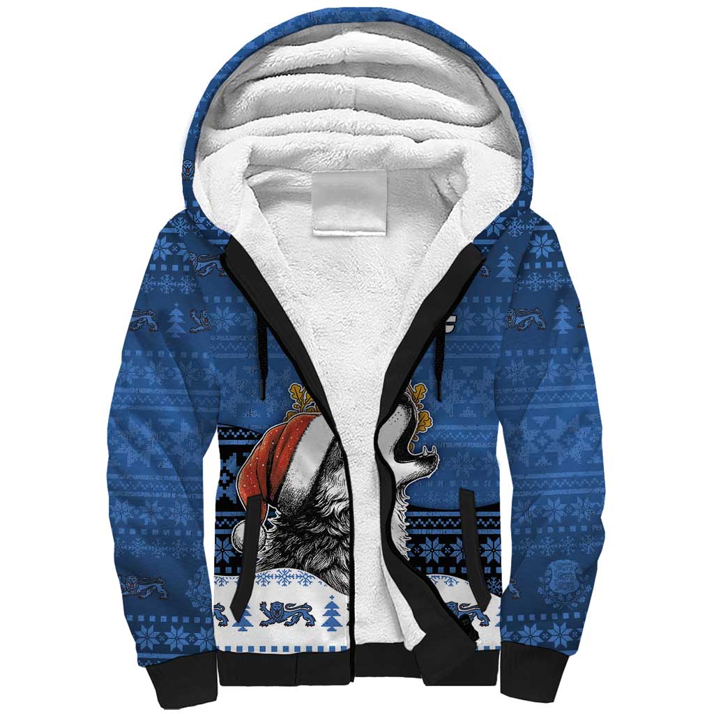 Personalized Estonia Christmas Sherpa Hoodie Haid Joule - Wonder Print Shop