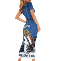 Personalized Estonia Christmas Short Sleeve Bodycon Dress Haid Joule - Wonder Print Shop