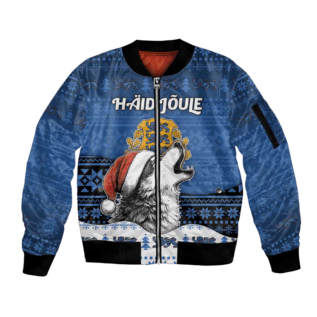 Personalized Estonia Christmas Sleeve Zip Bomber Jacket Haid Joule - Wonder Print Shop