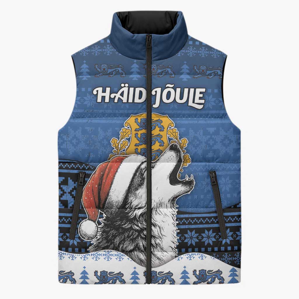Personalized Estonia Christmas Sleeveless Puffer Jacket Haid Joule - Wonder Print Shop