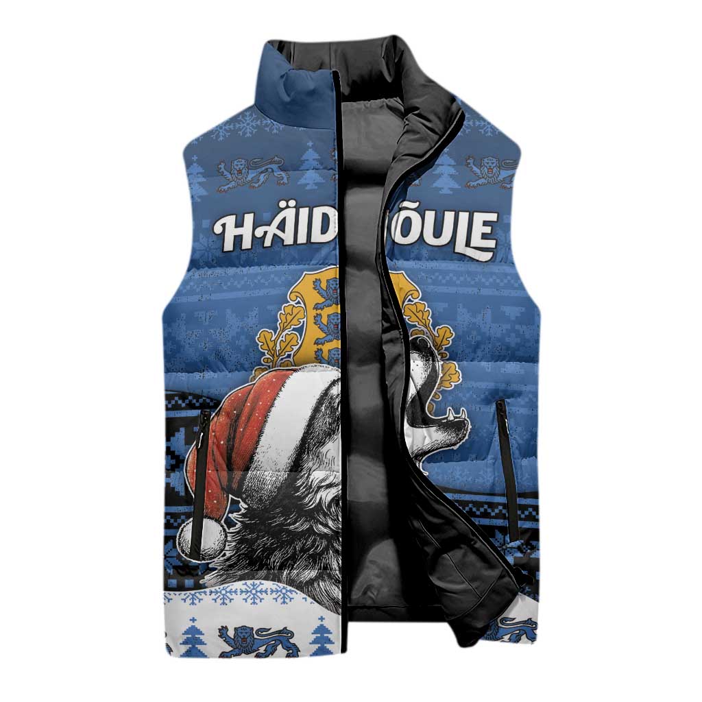 Personalized Estonia Christmas Sleeveless Puffer Jacket Haid Joule - Wonder Print Shop