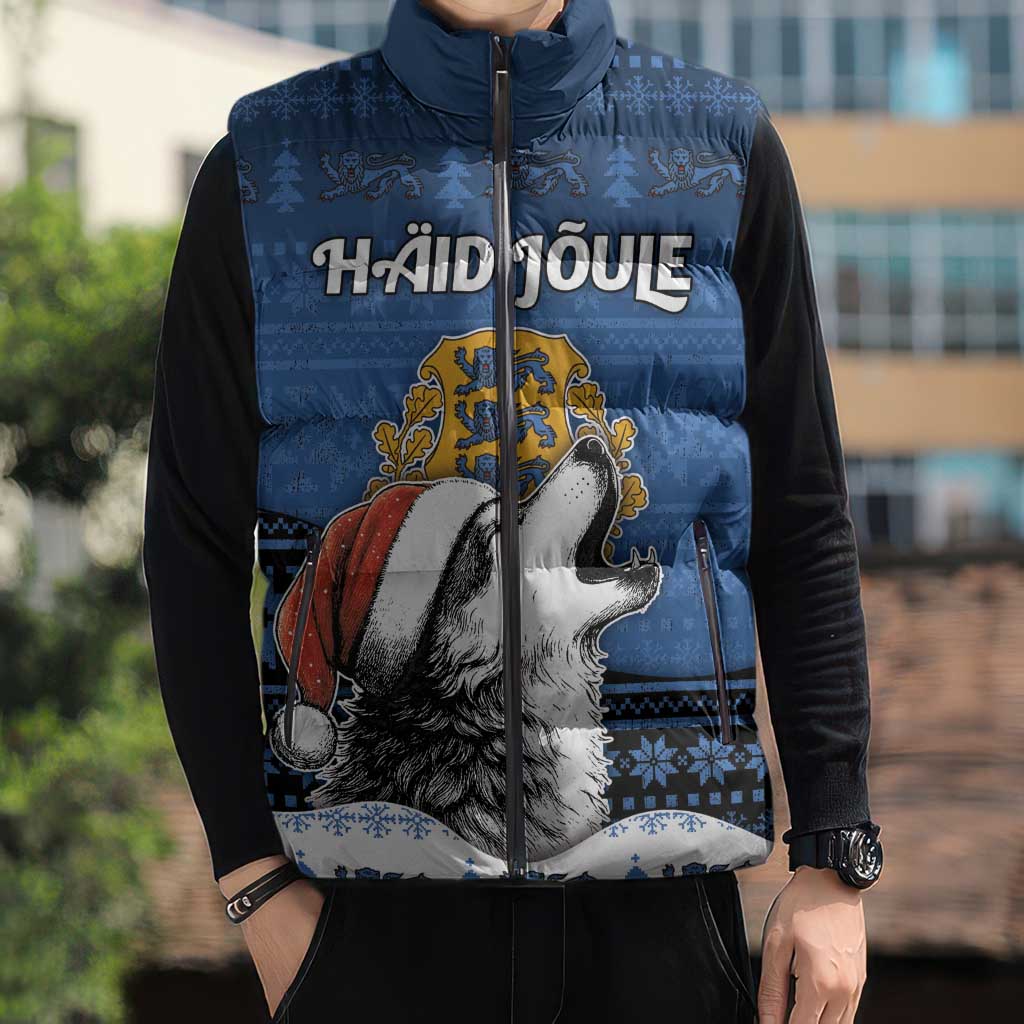 Personalized Estonia Christmas Sleeveless Puffer Jacket Haid Joule - Wonder Print Shop