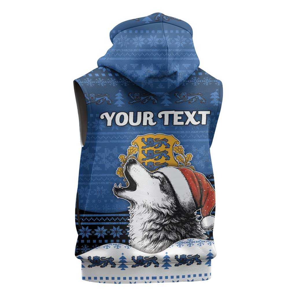 Personalized Estonia Christmas Sleeveless Zip Hoodie Haid Joule - Wonder Print Shop