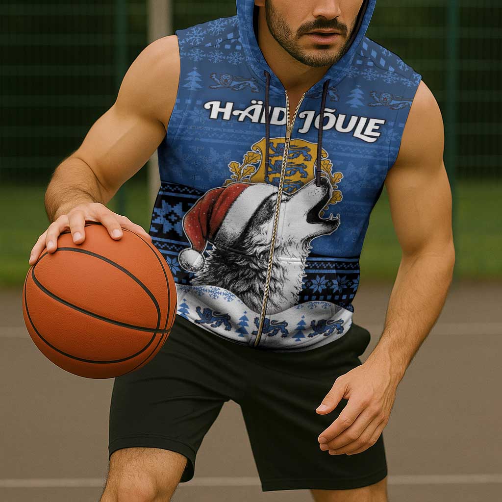 Personalized Estonia Christmas Sleeveless Zip Hoodie Haid Joule - Wonder Print Shop