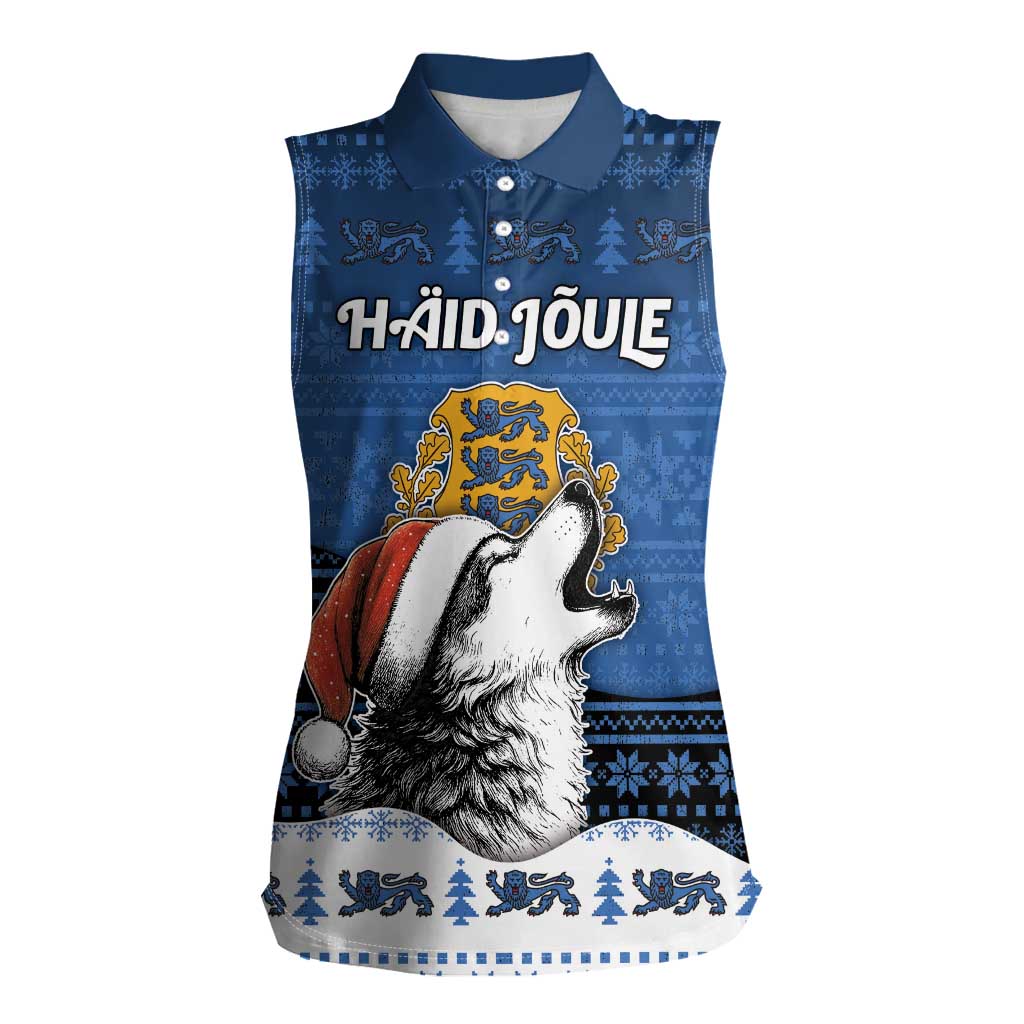 Personalized Estonia Christmas Women Sleeveless Polo Shirt Haid Joule - Wonder Print Shop