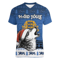 Personalized Estonia Christmas Women V-Neck T-Shirt Haid Joule - Wonder Print Shop