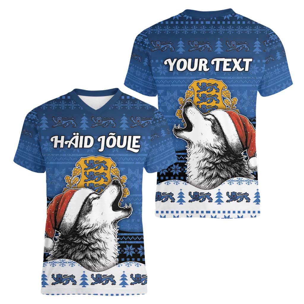 Personalized Estonia Christmas Women V-Neck T-Shirt Haid Joule - Wonder Print Shop