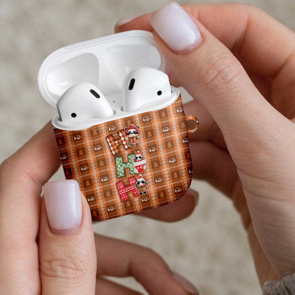 Panda Christmas AirPods Case Ho Ho Ho Caramel Pattern - Wonder Print Shop
