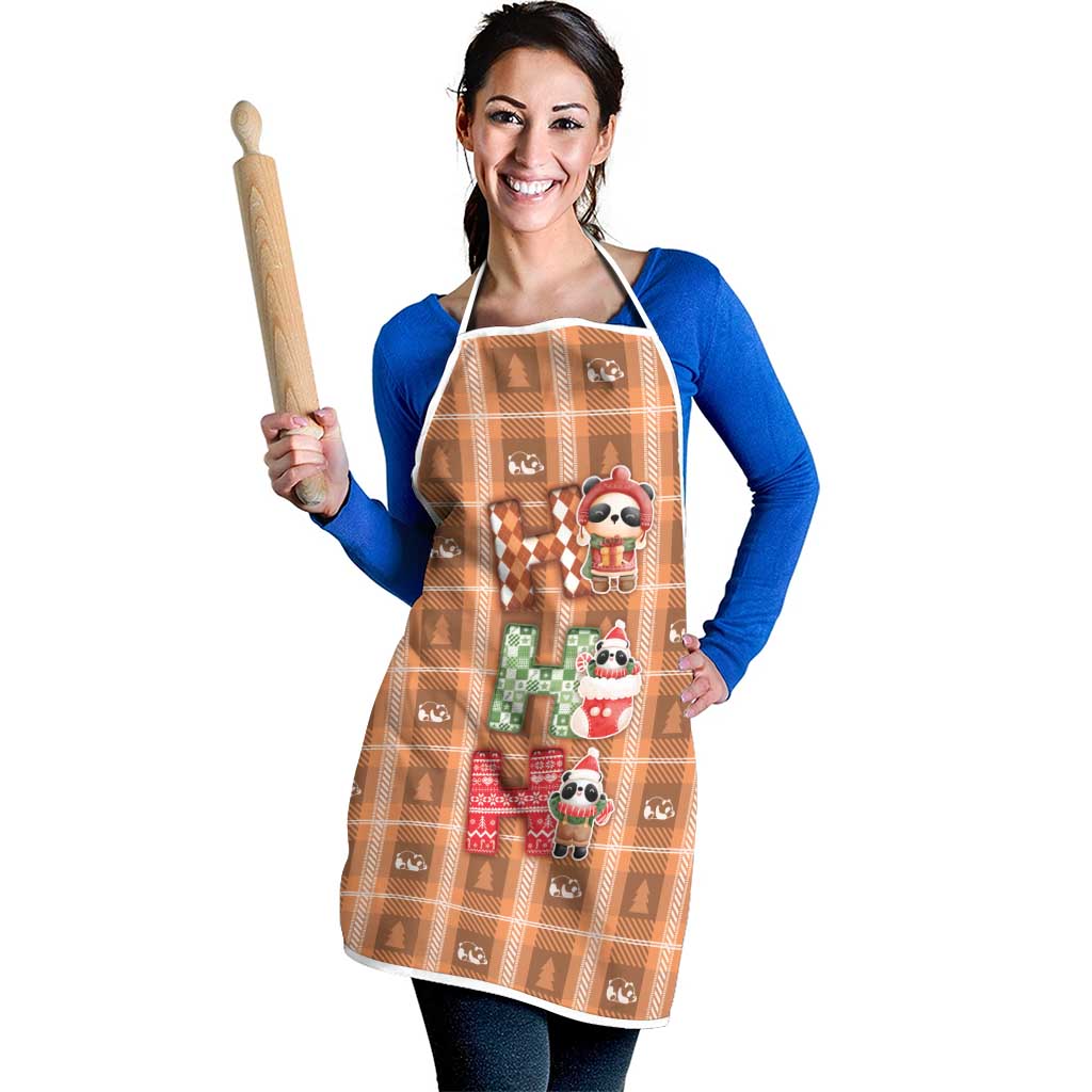 Panda Christmas Apron Ho Ho Ho Caramel Pattern - Wonder Print Shop