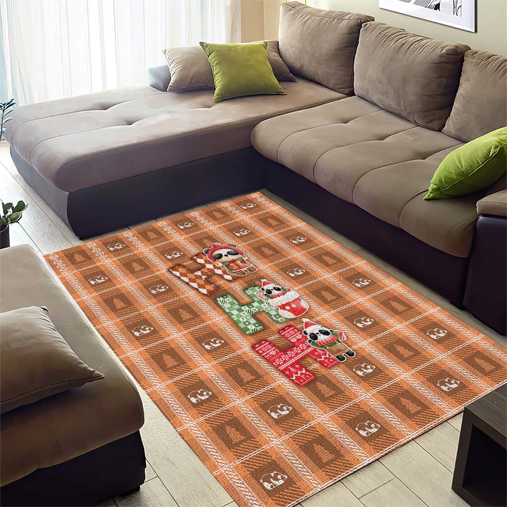 Panda Christmas Area Rug Ho Ho Ho Caramel Pattern - Wonder Print Shop