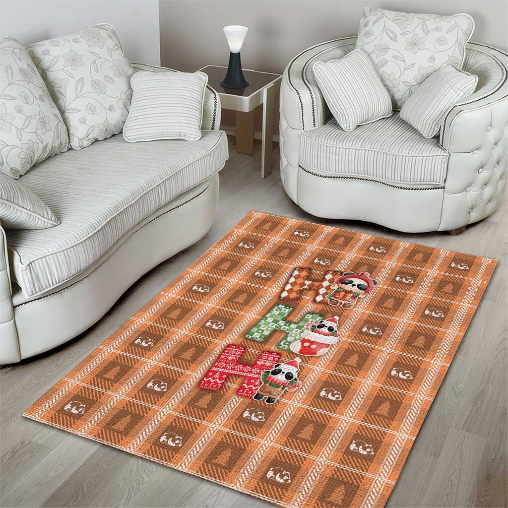 Panda Christmas Area Rug Ho Ho Ho Caramel Pattern - Wonder Print Shop