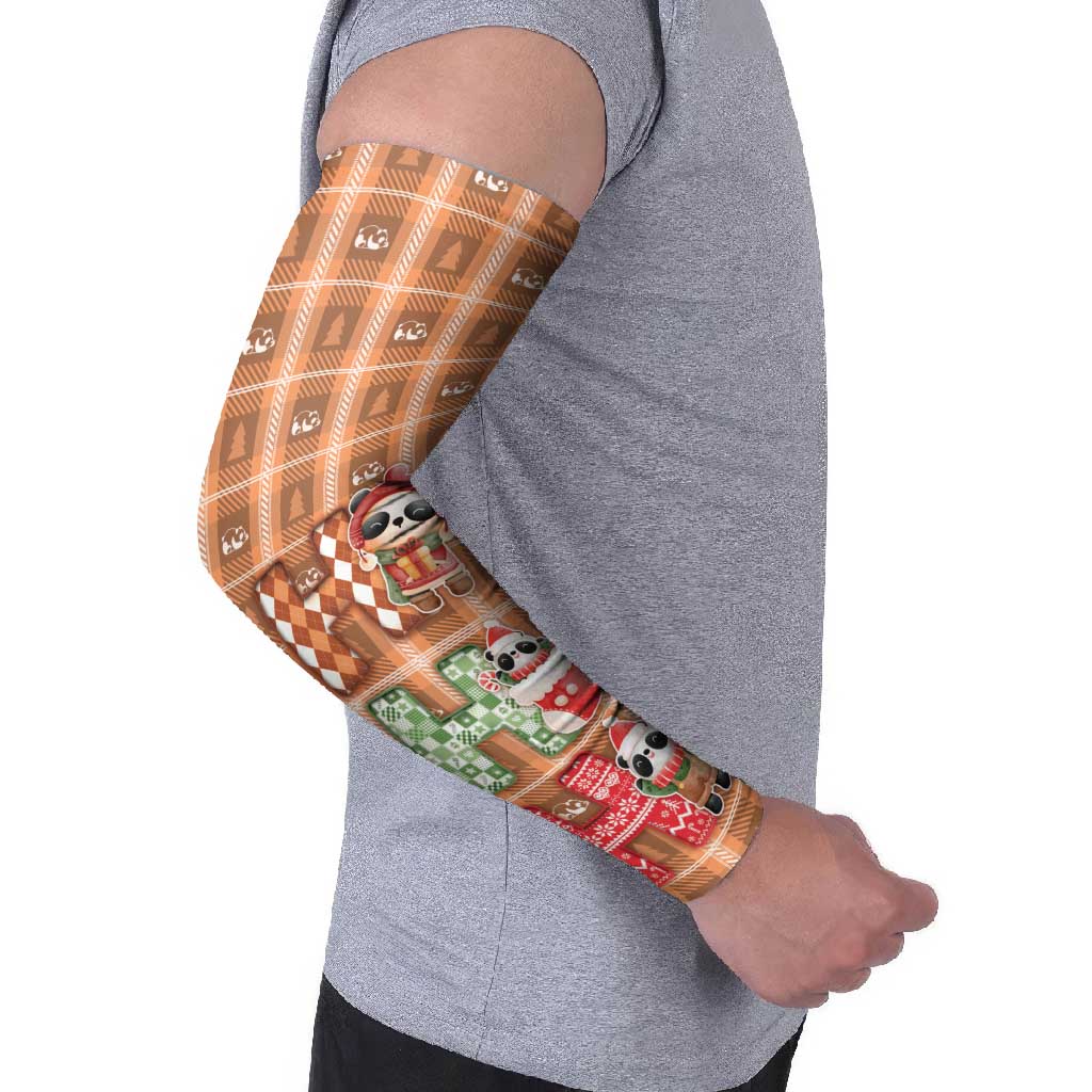 Panda Christmas Arm Sleeves Ho Ho Ho Caramel Pattern - Wonder Print Shop
