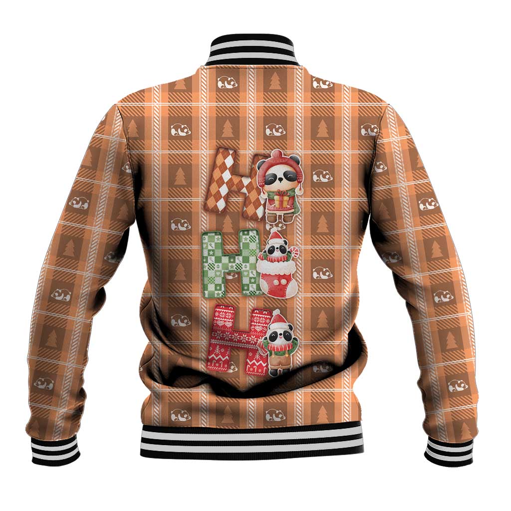 Panda Christmas Baseball Jacket Ho Ho Ho Caramel Pattern - Wonder Print Shop