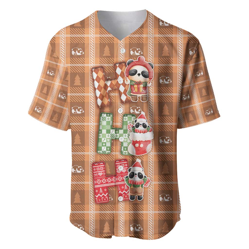 Panda Christmas Baseball Jersey Ho Ho Ho Caramel Pattern - Wonder Print Shop
