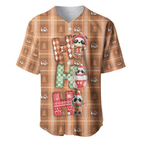 Panda Christmas Baseball Jersey Ho Ho Ho Caramel Pattern - Wonder Print Shop