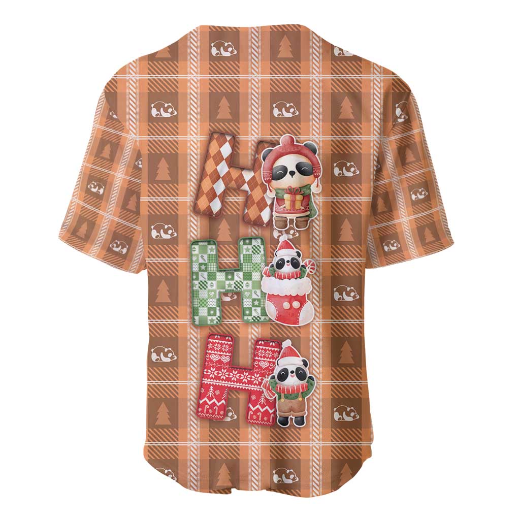Panda Christmas Baseball Jersey Ho Ho Ho Caramel Pattern - Wonder Print Shop