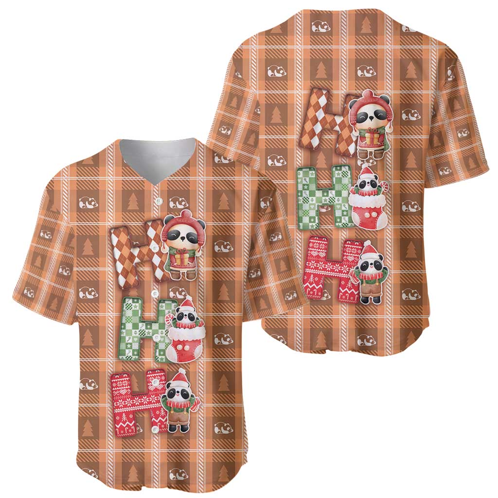 Panda Christmas Baseball Jersey Ho Ho Ho Caramel Pattern - Wonder Print Shop