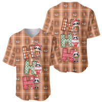 Panda Christmas Baseball Jersey Ho Ho Ho Caramel Pattern - Wonder Print Shop