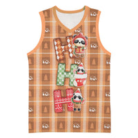 Panda Christmas Basketball Jersey Ho Ho Ho Caramel Pattern - Wonder Print Shop