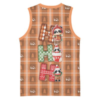 Panda Christmas Basketball Jersey Ho Ho Ho Caramel Pattern - Wonder Print Shop