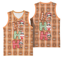 Panda Christmas Basketball Jersey Ho Ho Ho Caramel Pattern - Wonder Print Shop