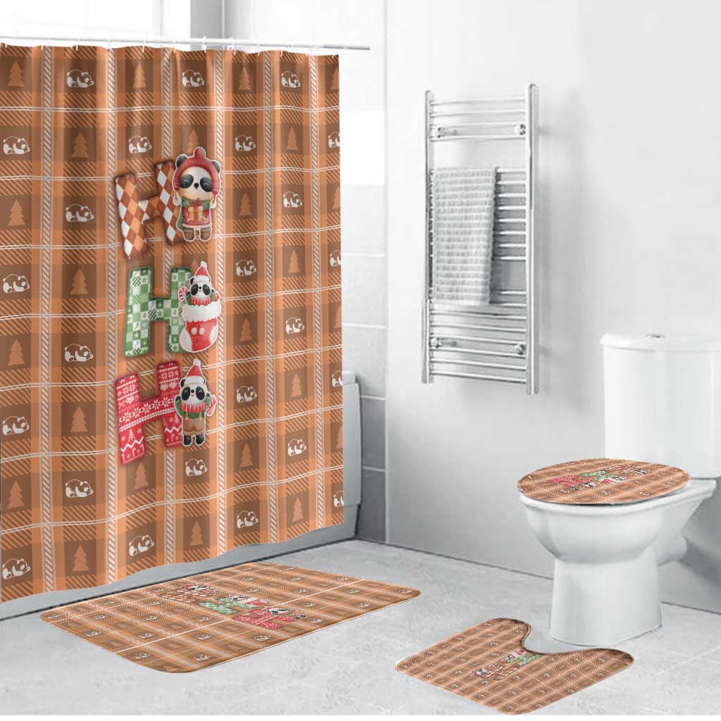 Panda Christmas Bathroom Set Ho Ho Ho Caramel Pattern - Wonder Print Shop