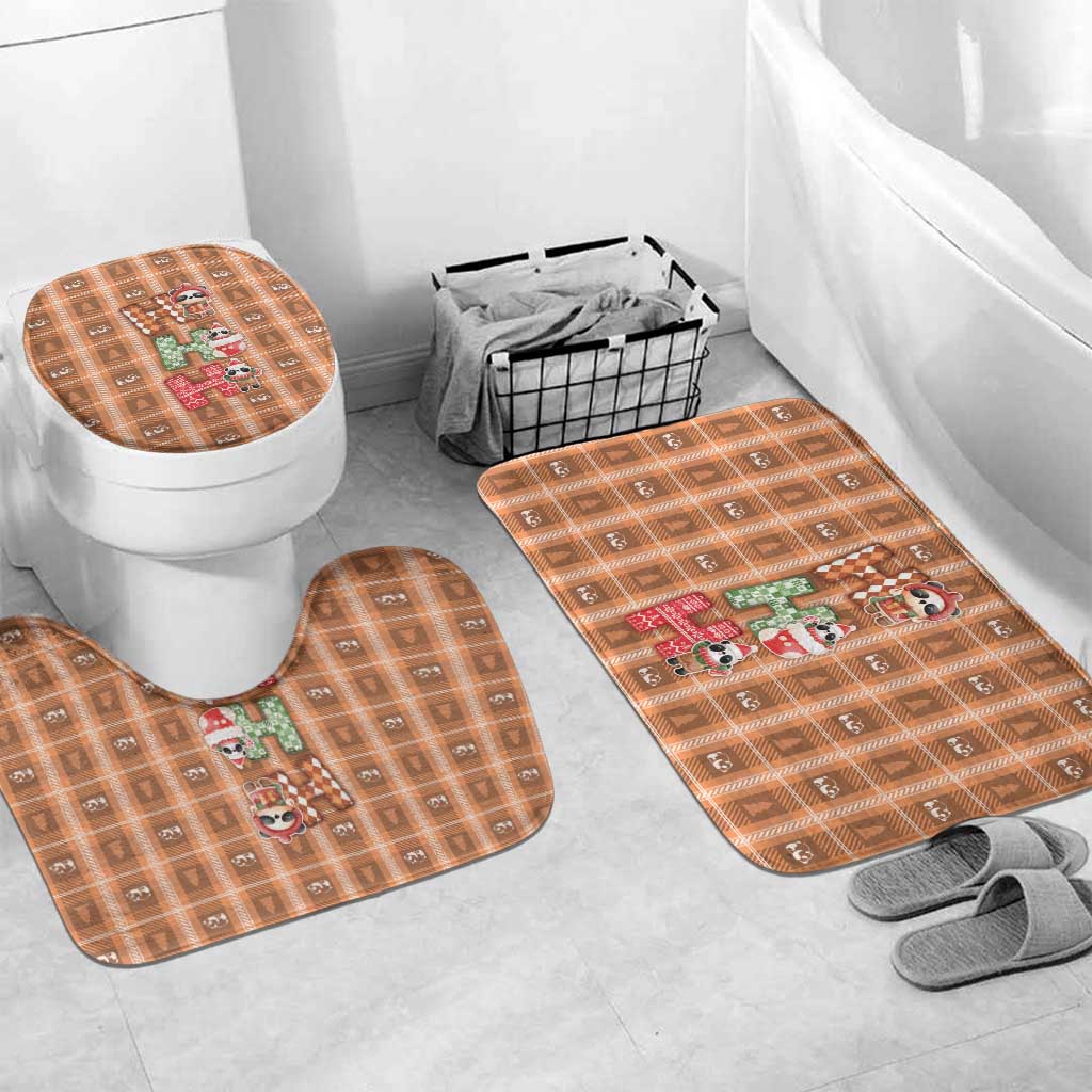 Panda Christmas Bathroom Set Ho Ho Ho Caramel Pattern - Wonder Print Shop