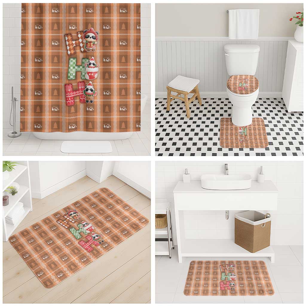 Panda Christmas Bathroom Set Ho Ho Ho Caramel Pattern - Wonder Print Shop